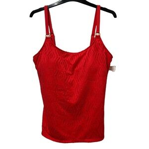 Island Waves Coral Diamond Texture Tankini Top Size 12 NWT